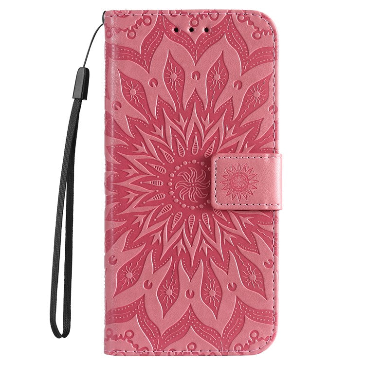 KT Imprinting Flower Series-1 For Xiaomi Redmi Note 14 5G Case Sunflower Leather Wallet Phone Cover - Pink