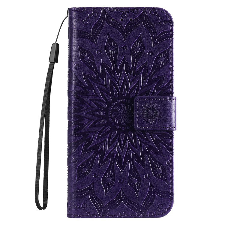 KT Imprinting Flower Series-1 For Xiaomi Redmi Note 14 5G Case Sunflower Leather Wallet Phone Cover - Purple