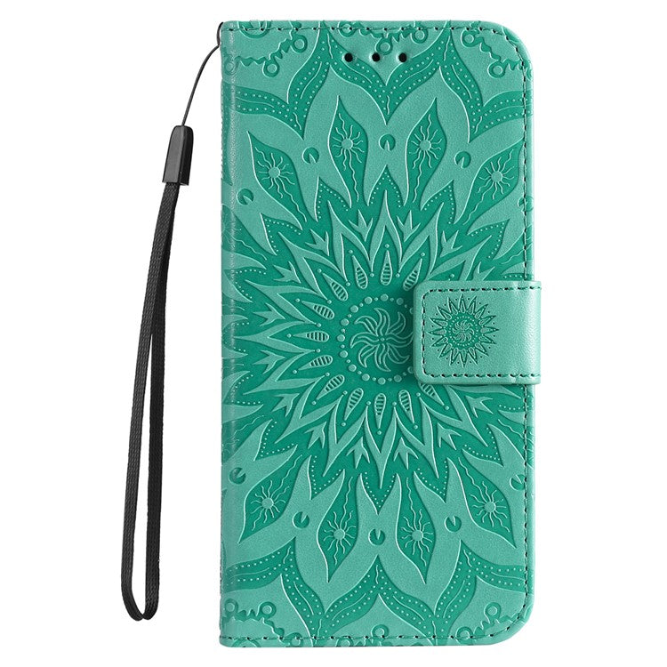 KT Imprinting Flower Series-1 For Xiaomi Redmi Note 14 5G Case Sunflower Leather Wallet Phone Cover - Green