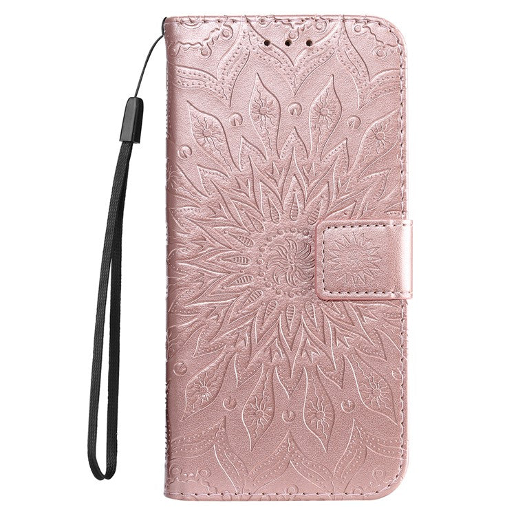 KT Imprinting Flower Series-1 For Xiaomi Redmi Note 14 5G Case Sunflower Leather Wallet Phone Cover - Rose Gold