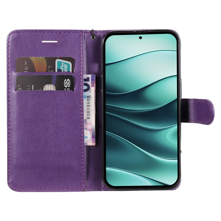 KT Leather Series-2 for Xiaomi Redmi Note 14 5G Case Solid Color Leather Phone Cover Wallet Stand - Purple