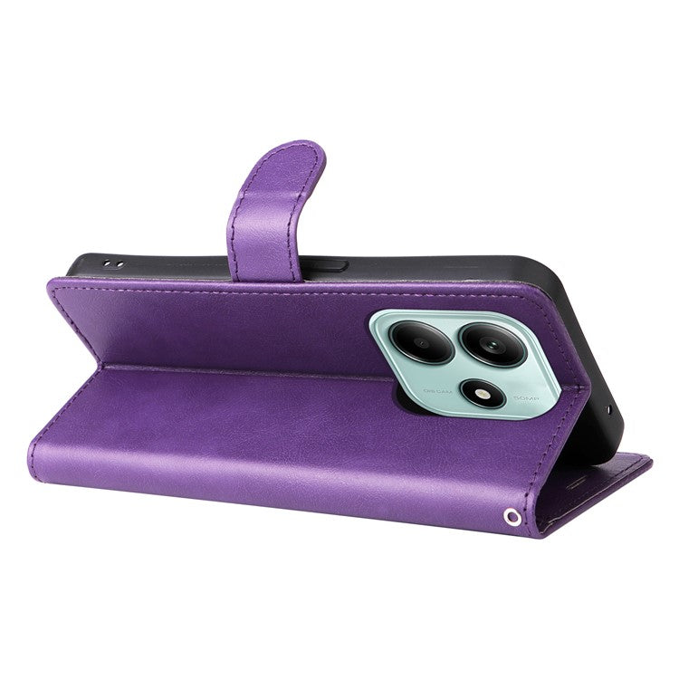 KT Leather Series-2 for Xiaomi Redmi Note 14 5G Case Solid Color Leather Phone Cover Wallet Stand - Purple