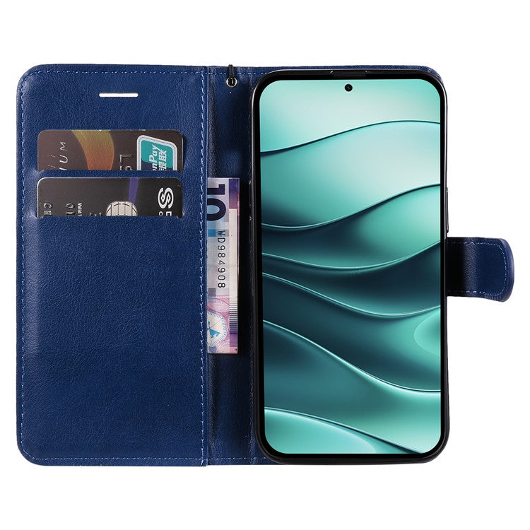 KT Leather Series-2 for Xiaomi Redmi Note 14 5G Case Solid Color Leather Phone Cover Wallet Stand - Blue