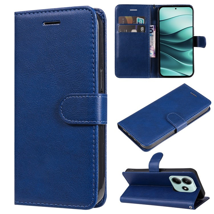 KT Leather Series-2 for Xiaomi Redmi Note 14 5G Case Solid Color Leather Phone Cover Wallet Stand - Blue