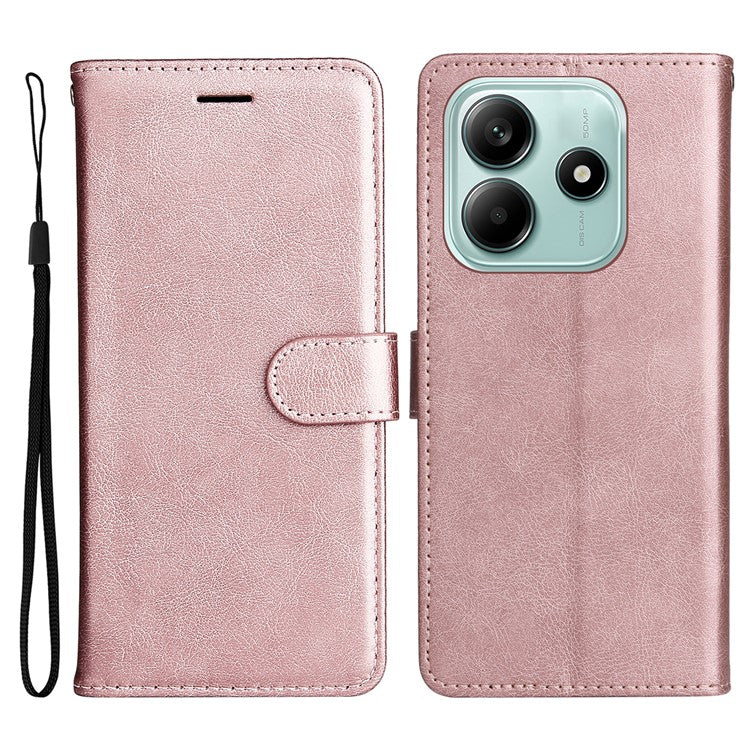 KT Leather Series-2 for Xiaomi Redmi Note 14 5G Case Solid Color Leather Phone Cover Wallet Stand - Rose Gold