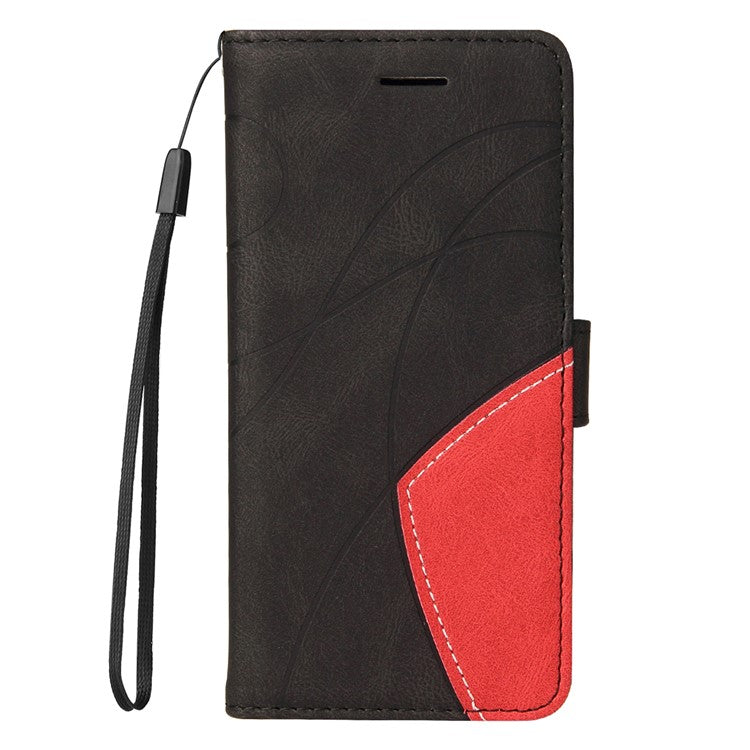 KT Leather Series-1 For Xiaomi Redmi Note 14 5G Leather Case Color Splicing Phone Cover Wallet Stand - Black