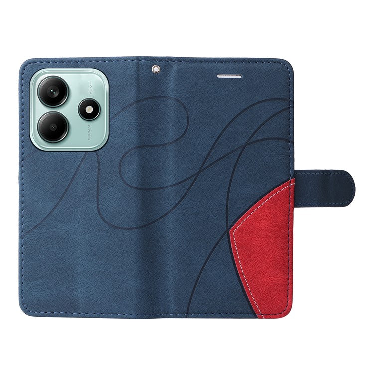 KT Leather Series-1 For Xiaomi Redmi Note 14 5G Leather Case Color Splicing Phone Cover Wallet Stand - Blue