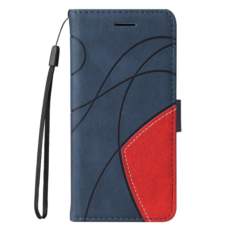 KT Leather Series-1 For Xiaomi Redmi Note 14 5G Leather Case Color Splicing Phone Cover Wallet Stand - Blue