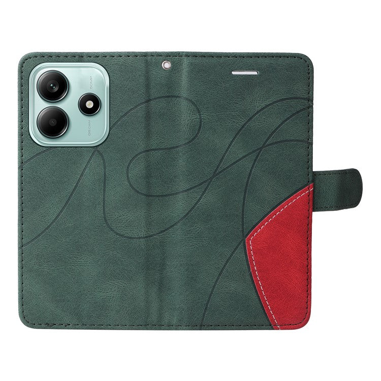 KT Leather Series-1 For Xiaomi Redmi Note 14 5G Leather Case Color Splicing Phone Cover Wallet Stand - Green