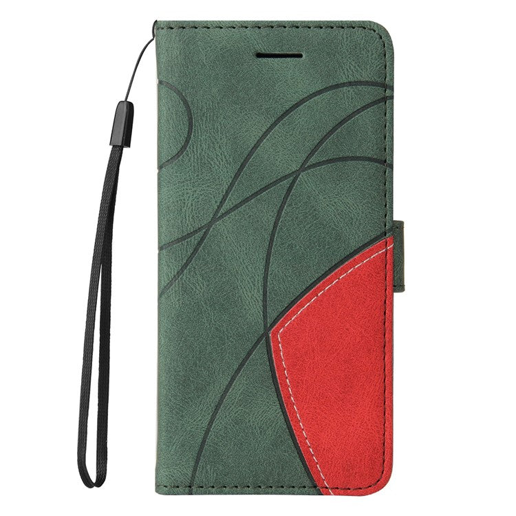 KT Leather Series-1 For Xiaomi Redmi Note 14 5G Leather Case Color Splicing Phone Cover Wallet Stand - Green