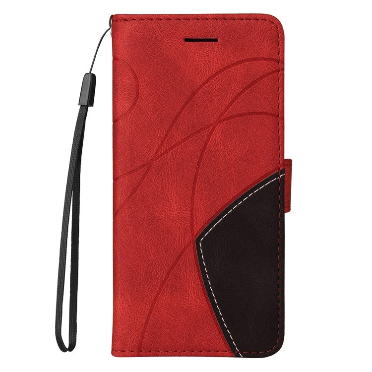 KT Leather Series-1 For Xiaomi Redmi Note 14 5G Leather Case Color Splicing Phone Cover Wallet Stand - Red