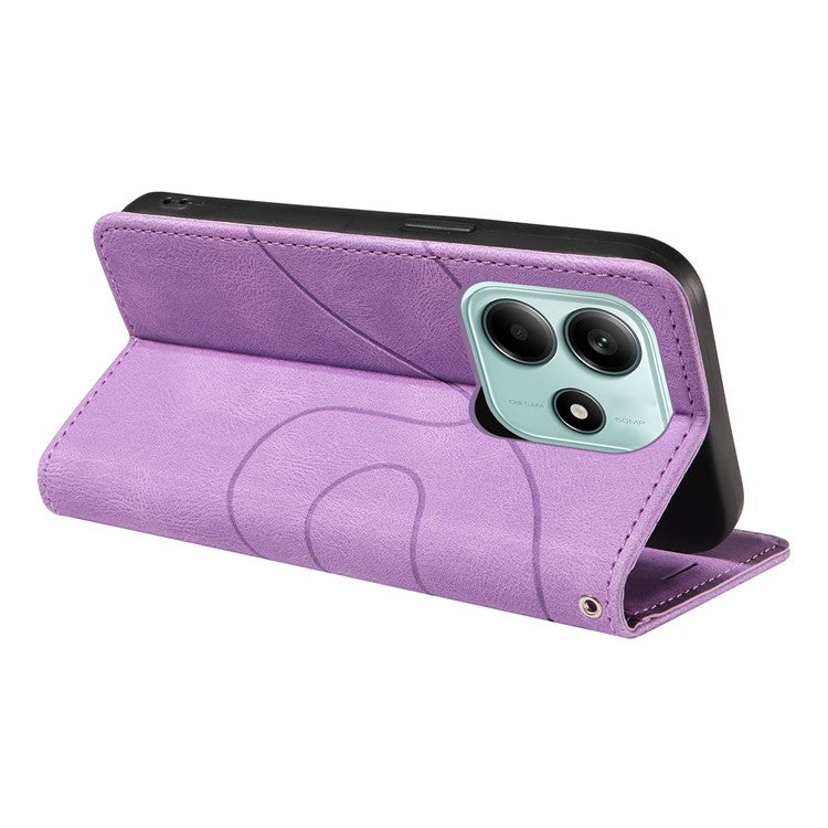 KT Leather Series-1 For Xiaomi Redmi Note 14 5G Leather Case Color Splicing Phone Cover Wallet Stand - Light Purple