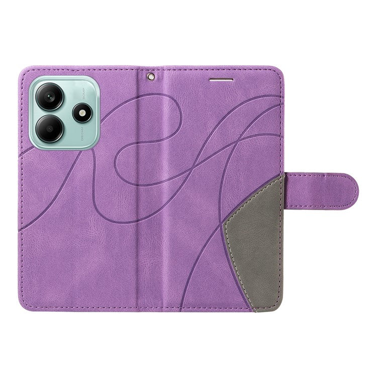 KT Leather Series-1 For Xiaomi Redmi Note 14 5G Leather Case Color Splicing Phone Cover Wallet Stand - Light Purple