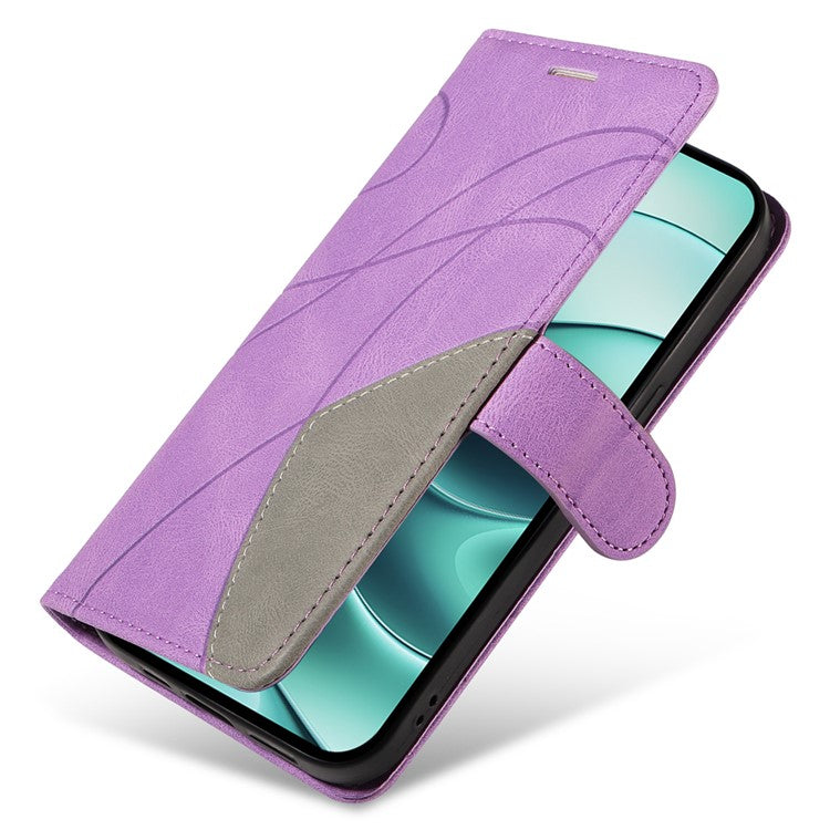 KT Leather Series-1 For Xiaomi Redmi Note 14 5G Leather Case Color Splicing Phone Cover Wallet Stand - Light Purple