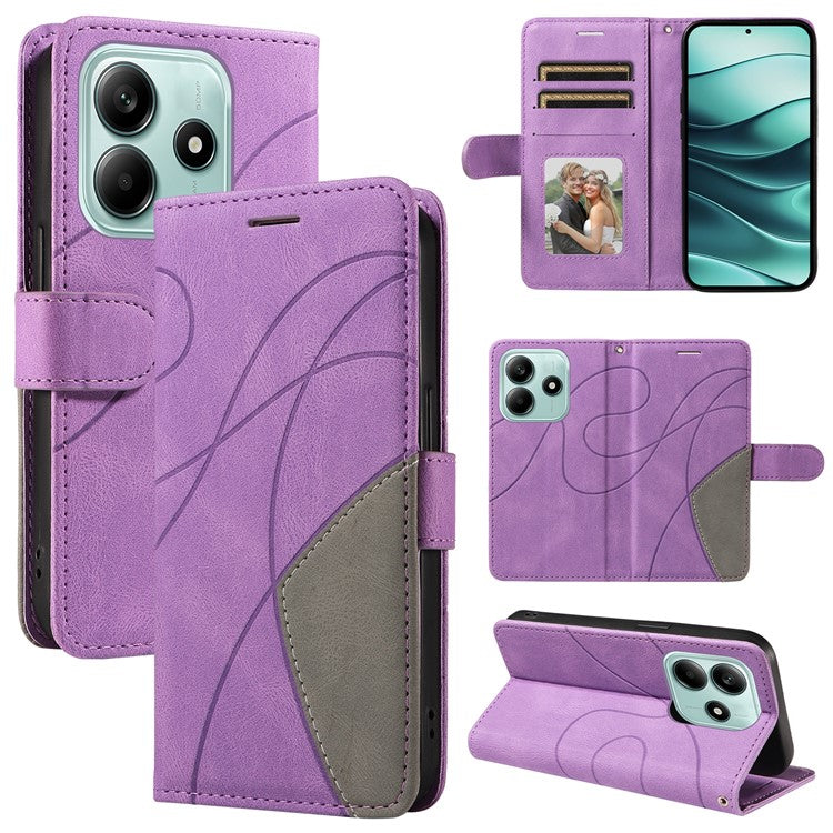 KT Leather Series-1 For Xiaomi Redmi Note 14 5G Leather Case Color Splicing Phone Cover Wallet Stand - Light Purple