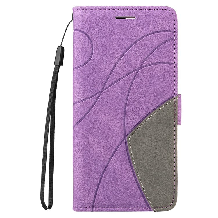 KT Leather Series-1 For Xiaomi Redmi Note 14 5G Leather Case Color Splicing Phone Cover Wallet Stand - Light Purple