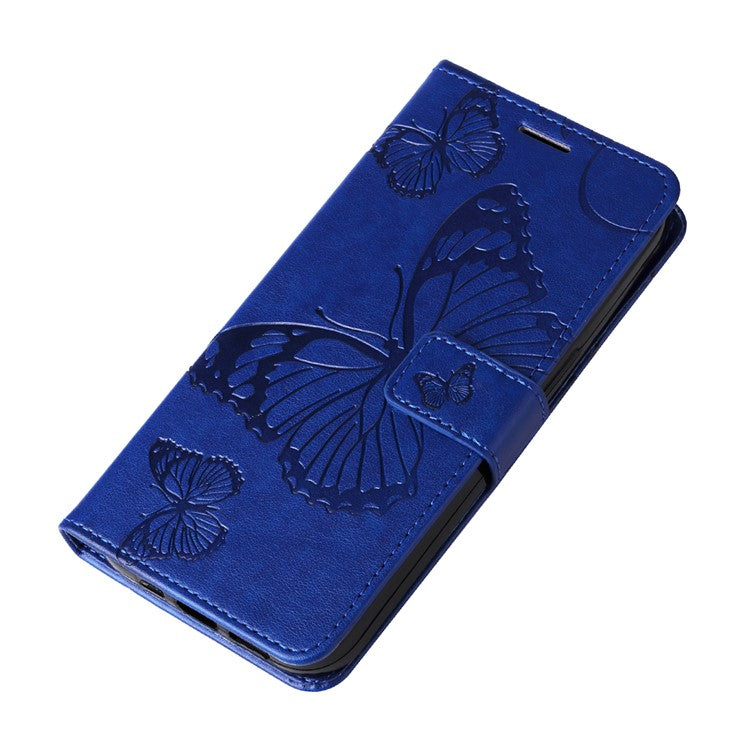 KT Imprinting Flower Series-2 For Xiaomi Redmi Note 14 5G Case Butterfly Leather Phone Cover - Blue