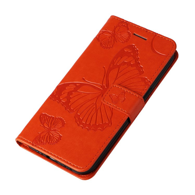 KT Imprinting Flower Series-2 For Xiaomi Redmi Note 14 5G Case Butterfly Leather Phone Cover - Orange