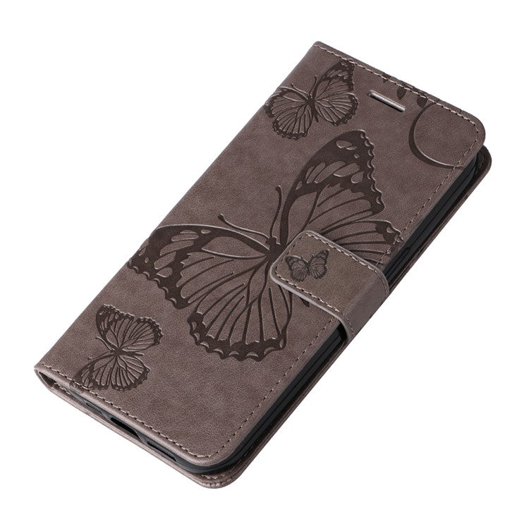 KT Imprinting Flower Series-2 For Xiaomi Redmi Note 14 5G Case Butterfly Leather Phone Cover - Grey