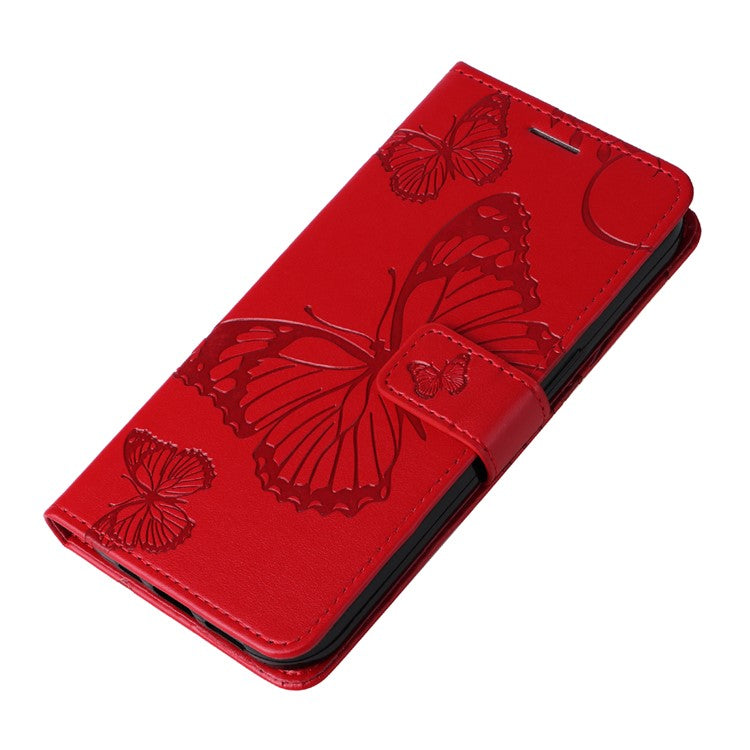 KT Imprinting Flower Series-2 For Xiaomi Redmi Note 14 5G Case Butterfly Leather Phone Cover - Red