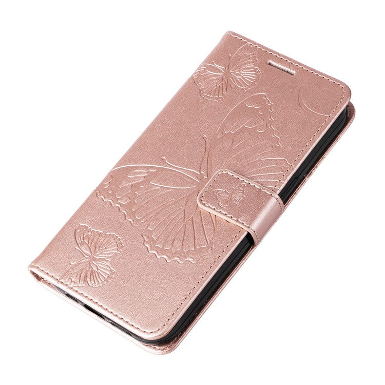 KT Imprinting Flower Series-2 For Xiaomi Redmi Note 14 5G Case Butterfly Leather Phone Cover - Rose Gold