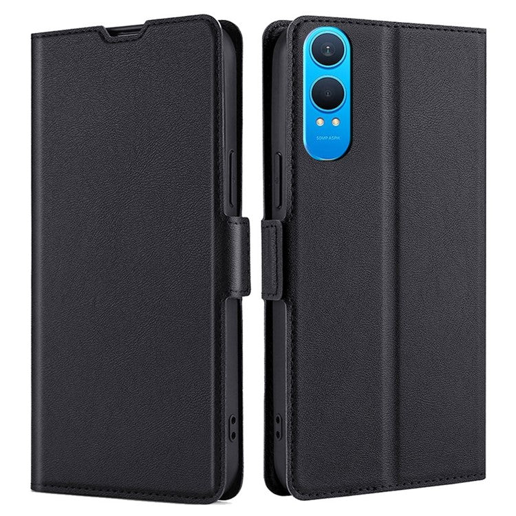 For OnePlus Nord CE4 Lite 5G / Oppo K12x 5G (China) Case Card Holder PU Leather Phone Cover - Black