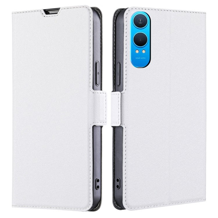 For OnePlus Nord CE4 Lite 5G / Oppo K12x 5G (China) Case Card Holder PU Leather Phone Cover - White