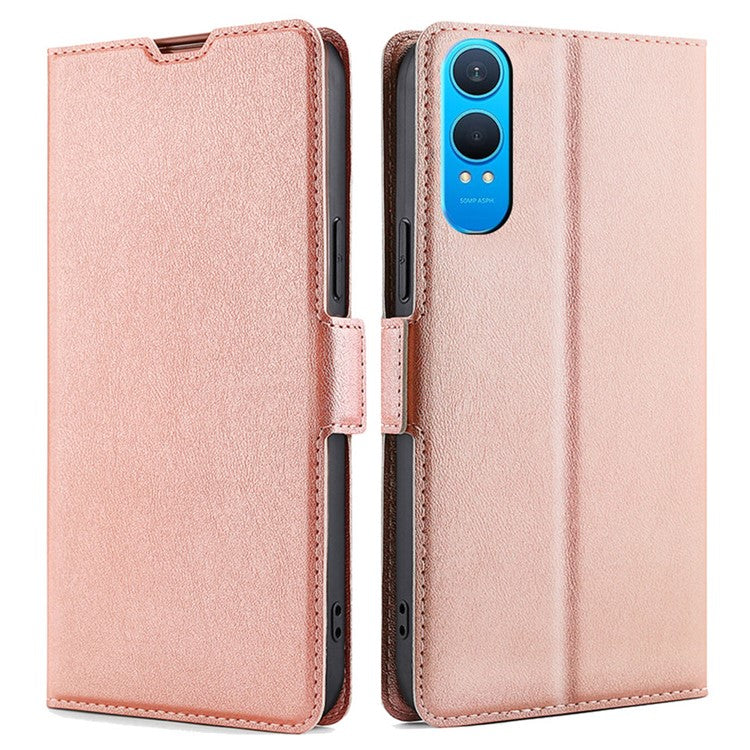 For OnePlus Nord CE4 Lite 5G / Oppo K12x 5G (China) Case Card Holder PU Leather Phone Cover - Rose Gold