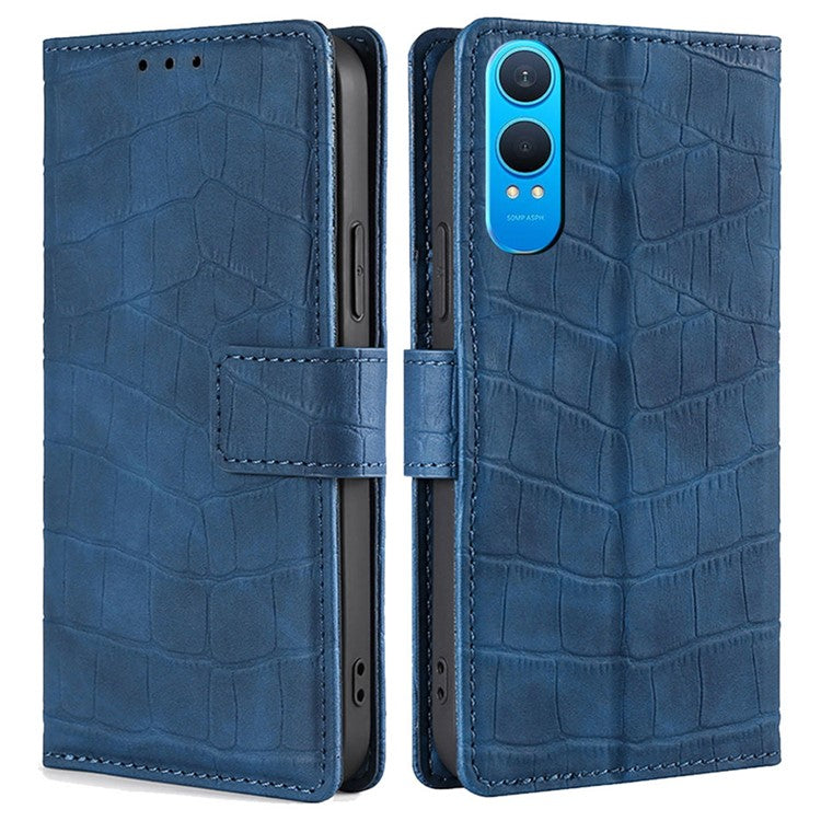 For OnePlus Nord CE4 Lite 5G / Oppo K12x 5G (China) Case Crocodile Texture PU Leather Phone Cover - Blue