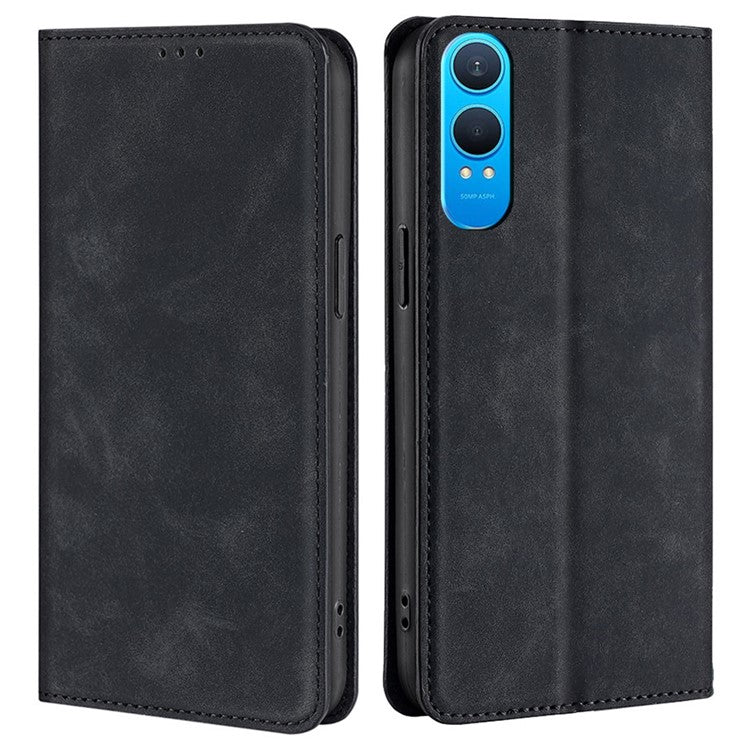 For OnePlus Nord CE4 Lite 5G / Oppo K12x 5G (China) Wallet Case PU Leather Magnetic Closing Phone Cover - Black