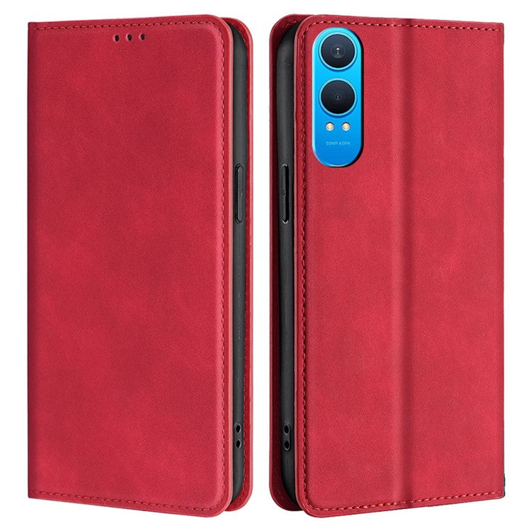 For OnePlus Nord CE4 Lite 5G / Oppo K12x 5G (China) Wallet Case PU Leather Magnetic Closing Phone Cover - Red