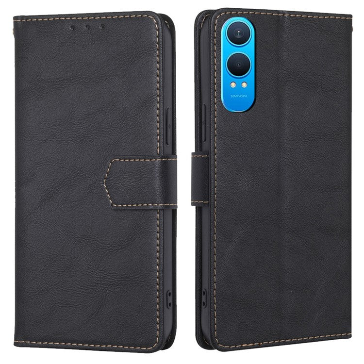 For OnePlus Nord CE4 Lite 5G / Oppo K12x 5G (China) Case Leather Phone Cover with RFID Blocking Wallet - Black