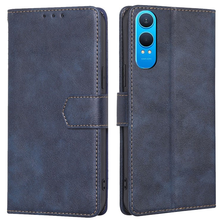 For OnePlus Nord CE4 Lite 5G / Oppo K12x 5G (China) Case Leather Phone Cover with RFID Blocking Wallet - Blue