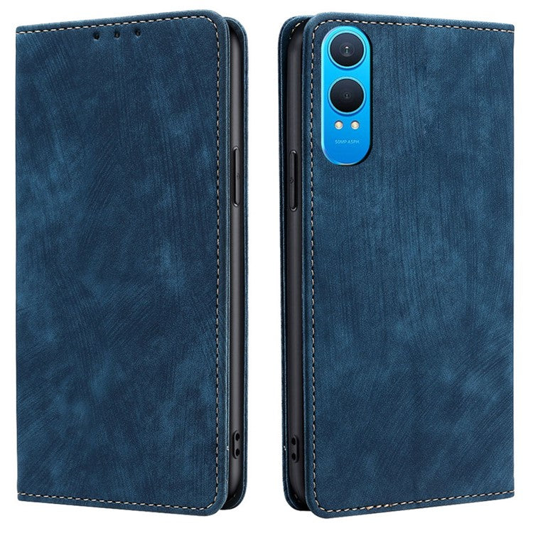 For OnePlus Nord CE4 Lite 5G / Oppo K12x 5G (China) Case RFID Blocking Wallet Leather Phone Cover - Blue