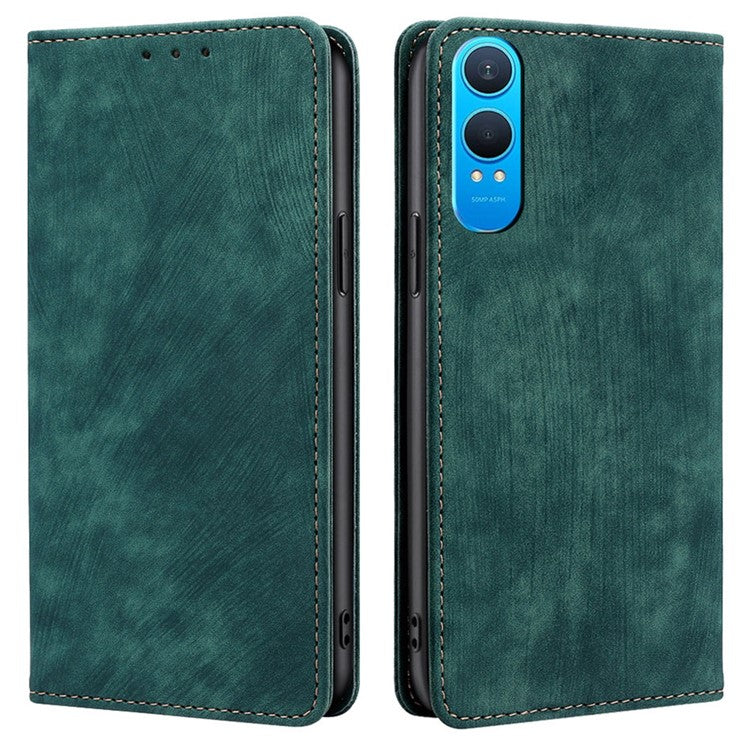 For OnePlus Nord CE4 Lite 5G / Oppo K12x 5G (China) Case RFID Blocking Wallet Leather Phone Cover - Green