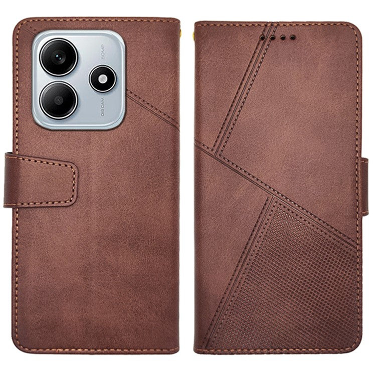 IDEWEI For Xiaomi Redmi Note 14 5G / 14 4G Case Leather Wallet Phone Cover Stand Calf Texture - Coffee