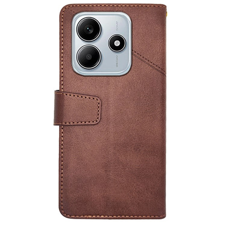 IDEWEI For Xiaomi Redmi Note 14 5G / 14 4G Case Leather Wallet Phone Cover Stand Calf Texture - Coffee