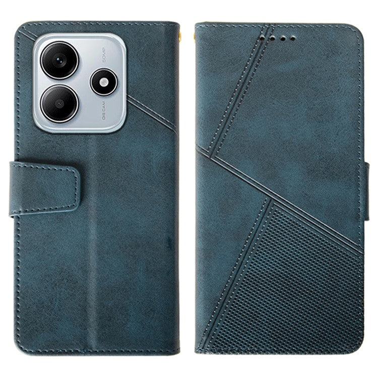 IDEWEI For Xiaomi Redmi Note 14 5G / 14 4G Case Leather Wallet Phone Cover Stand Calf Texture - Blue