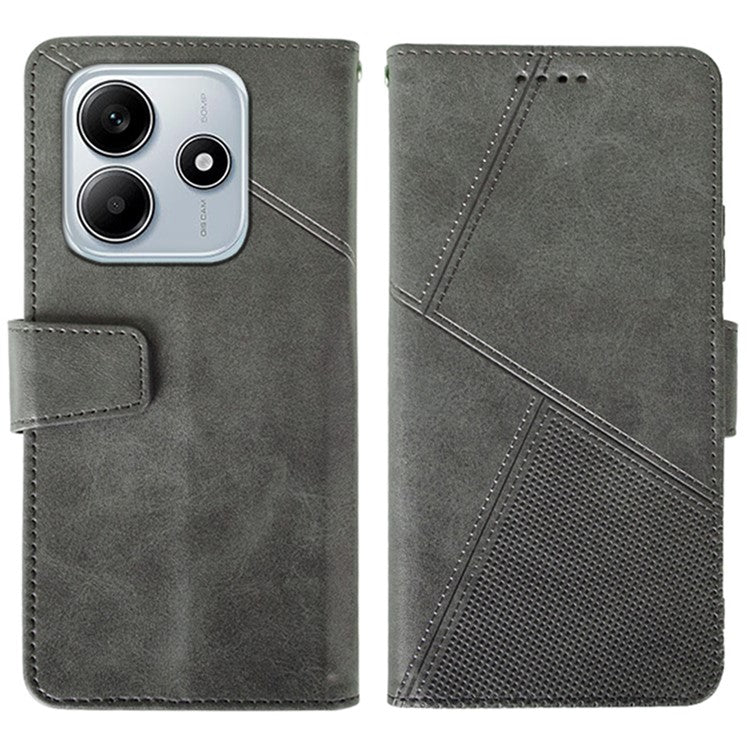 IDEWEI For Xiaomi Redmi Note 14 5G / 14 4G Case Leather Wallet Phone Cover Stand Calf Texture - Grey