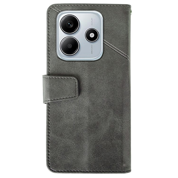 IDEWEI For Xiaomi Redmi Note 14 5G / 14 4G Case Leather Wallet Phone Cover Stand Calf Texture - Grey