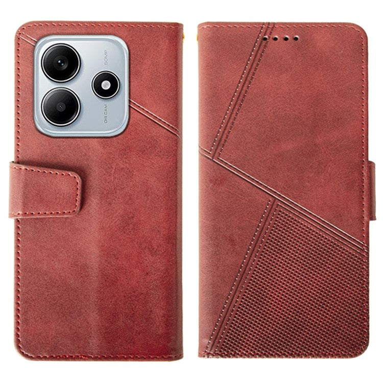 IDEWEI For Xiaomi Redmi Note 14 5G / 14 4G Case Leather Wallet Phone Cover Stand Calf Texture - Red