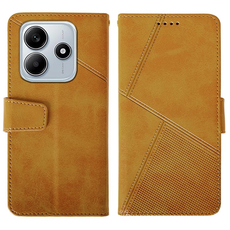 IDEWEI For Xiaomi Redmi Note 14 5G / 14 4G Case Leather Wallet Phone Cover Stand Calf Texture - Brown