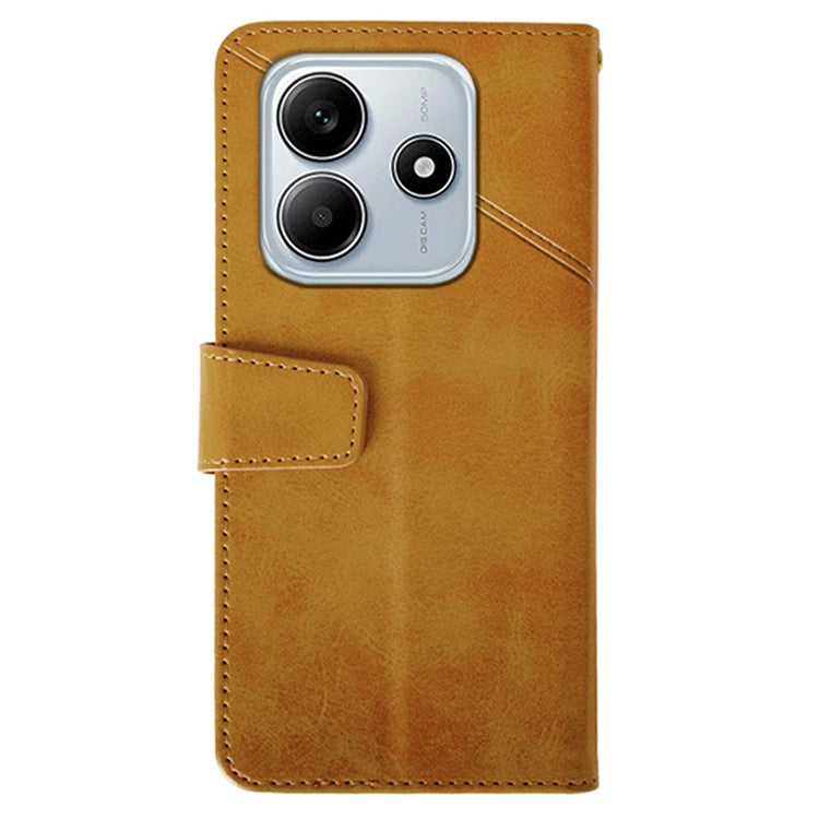 IDEWEI For Xiaomi Redmi Note 14 5G / 14 4G Case Leather Wallet Phone Cover Stand Calf Texture - Brown