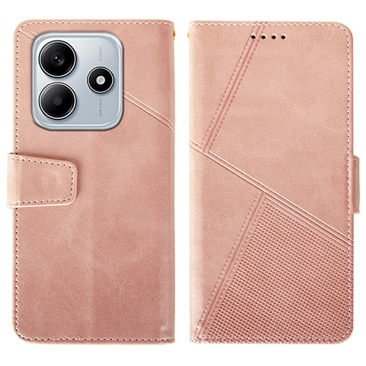 IDEWEI For Xiaomi Redmi Note 14 5G / 14 4G Case Leather Wallet Phone Cover Stand Calf Texture - Pink