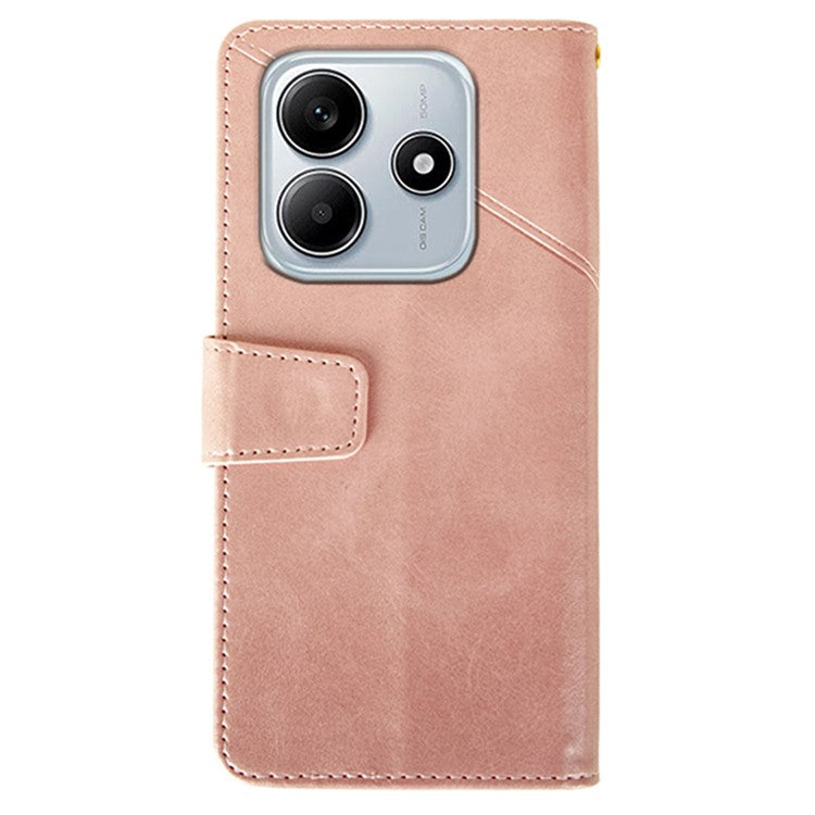 IDEWEI For Xiaomi Redmi Note 14 5G / 14 4G Case Leather Wallet Phone Cover Stand Calf Texture - Pink