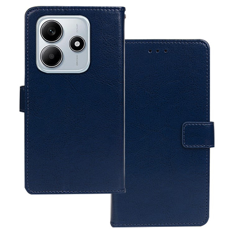 IDEWEI for Xiaomi Redmi Note 14 5G / 14 4G Case Card Slots Holder Leather Phone Cover Crazy Horse Texture - Blue