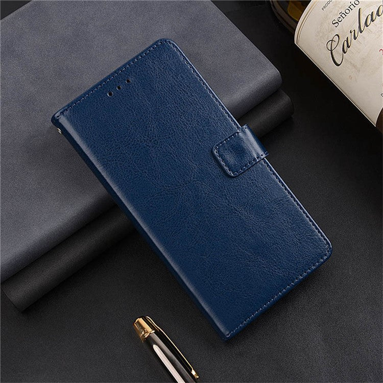 IDEWEI for Xiaomi Redmi Note 14 5G / 14 4G Case Card Slots Holder Leather Phone Cover Crazy Horse Texture - Blue