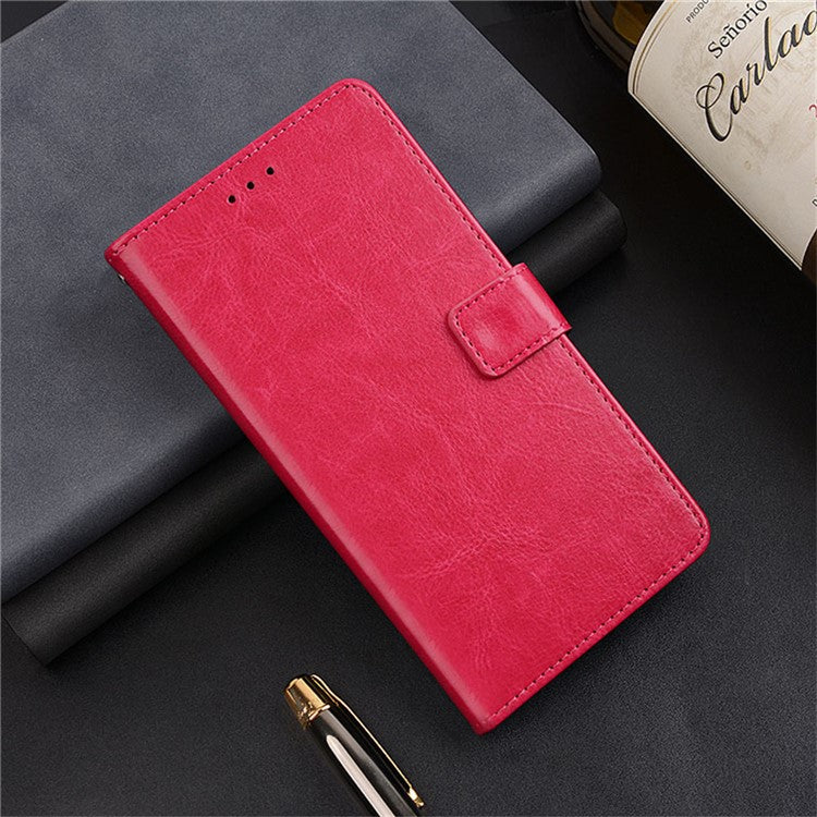 IDEWEI for Xiaomi Redmi Note 14 5G / 14 4G Case Card Slots Holder Leather Phone Cover Crazy Horse Texture - Rose