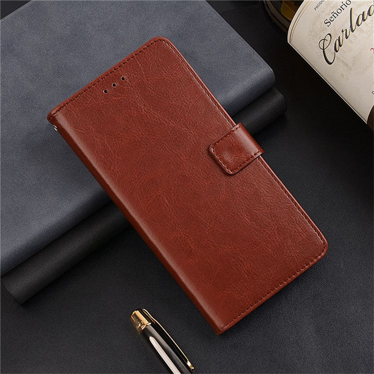 IDEWEI for Xiaomi Redmi Note 14 5G / 14 4G Case Card Slots Holder Leather Phone Cover Crazy Horse Texture - Brown