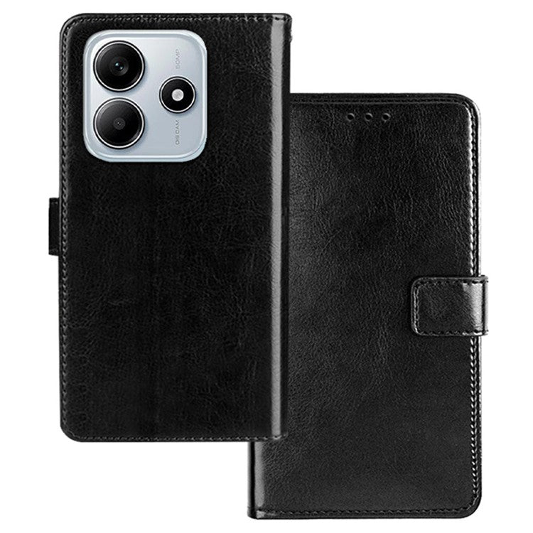 IDEWEI for Xiaomi Redmi Note 14 5G / 14 4G Case Card Slots Holder Leather Phone Cover Crazy Horse Texture - Black